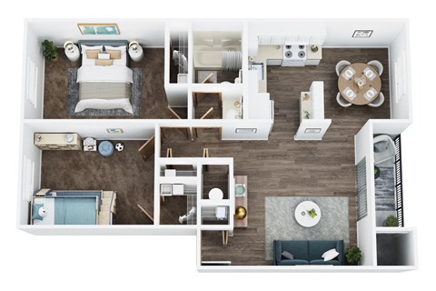 Floor plan for 2 beds, 1 bath, 804 sqft